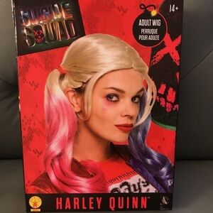 Harley Quinn Wig Suicide Squad Halloween Costume Cosplay Red Blue Blonde